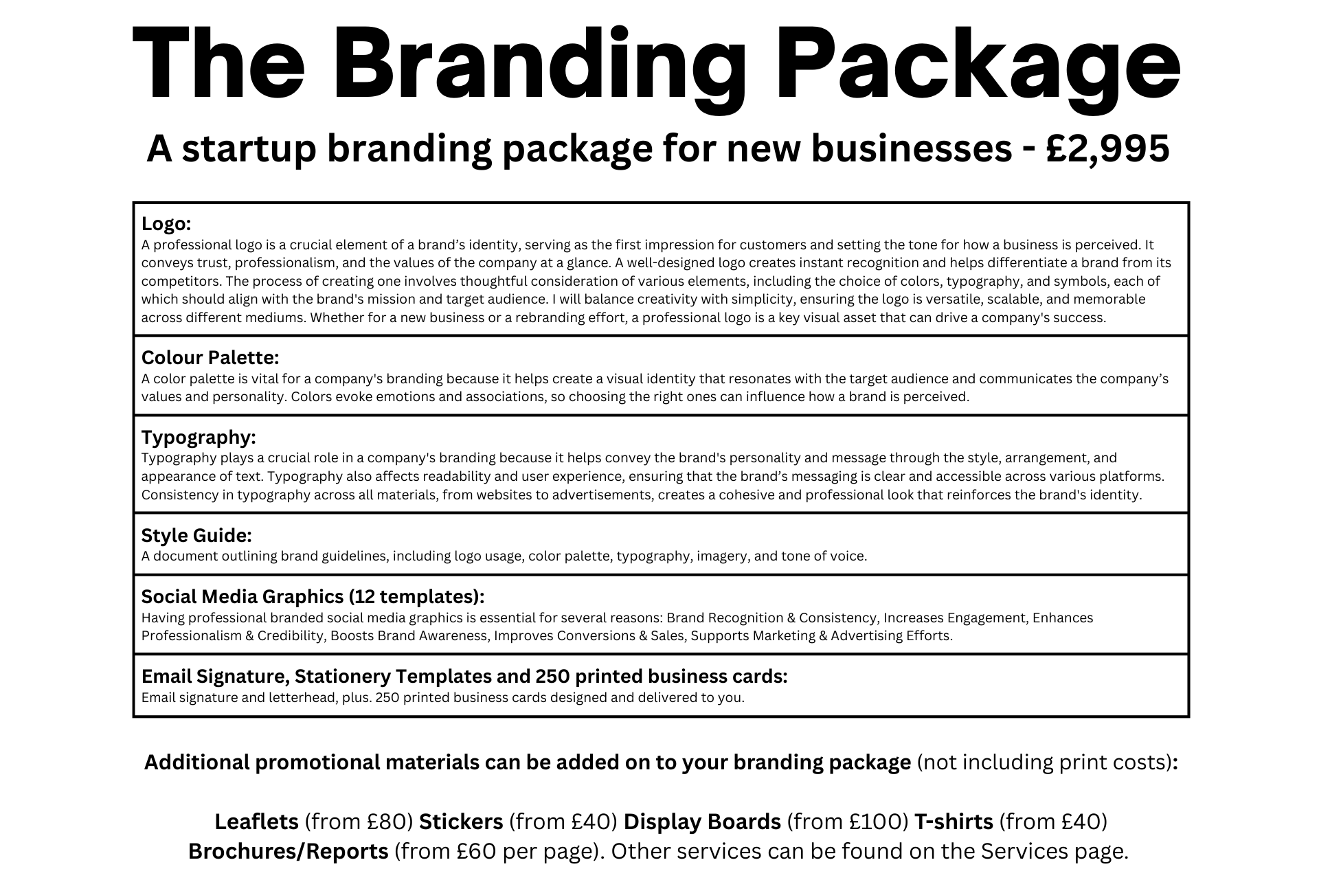 Startup Business Branding Package - £2,995